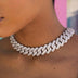Diamond Prong Link Necklace in White Gold - 19mm