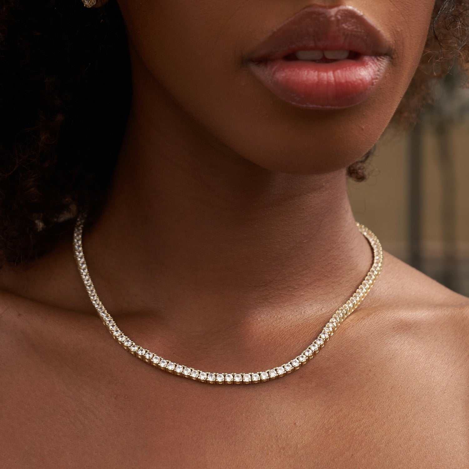 Diamond Tennis Necklace in Yellow Gold- 3mm- The GLD Shop
