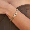 Pulsera Cubana de Oro con Piedra de Talla Esmeralda - Miami