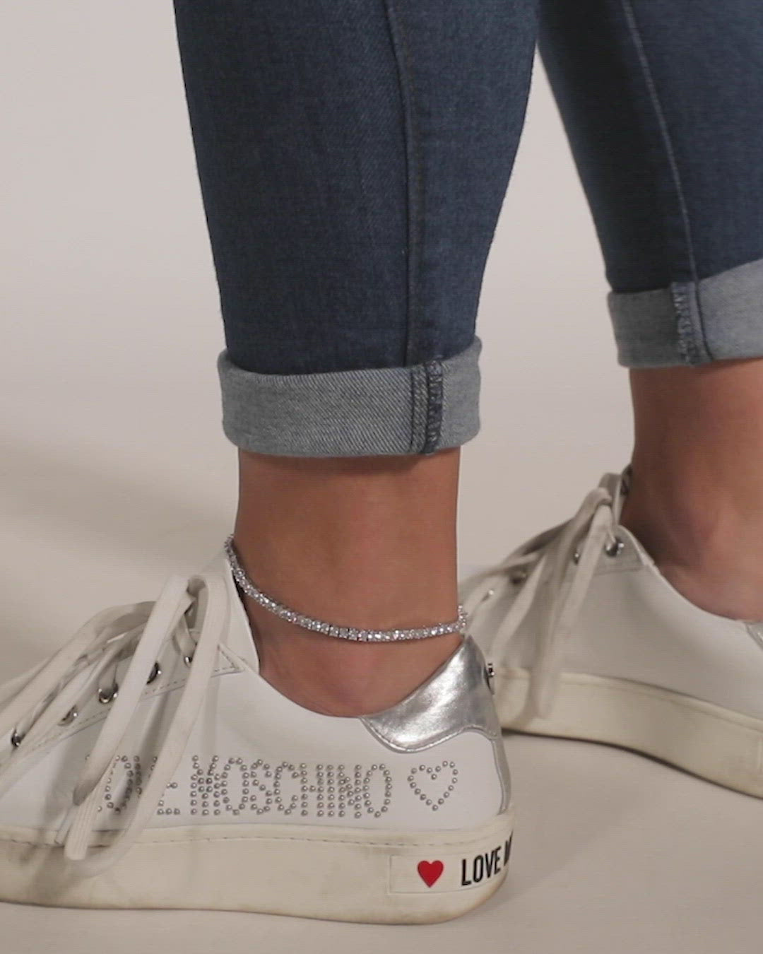 Diamond Tennis Anklet in White Gold - 3mm- The GLD Shop