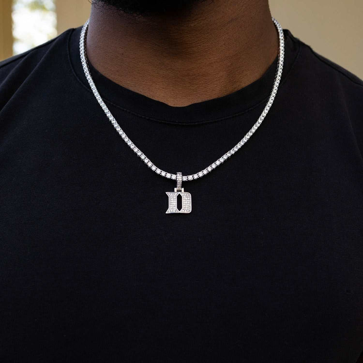 Duke Blue Devils Iron D Micro Pendant - White Gold