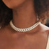 Cadena de eslabones de puntas de diamante en oro amarillo - 12 mm