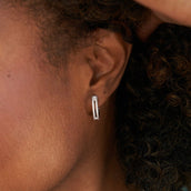 Split Iced Hoop Earrings in White Gold