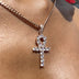 Colgante Cruz Ankh Helada en Oro Rosa