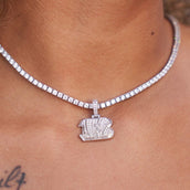 Cincinnati Bengals Official NFL Micro Logo Pendant - White Gold