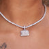 Colgante con micro logotipo oficial de la NFL de los Cincinnati Bengals - Oro blanco