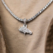 Denver Broncos Official NFL Micro Logo Pendant - White Gold