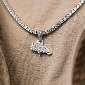 Denver Broncos Official NFL Micro Logo Pendant - White Gold