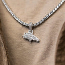 Denver Broncos Official NFL Micro Logo Pendant - White Gold