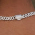 Collar cubano de eslabones con diamantes de 8,5 mm - Oro blanco
