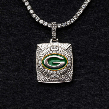 Colgante de Campeonato de los Green Bay Packers - Oro Blanco