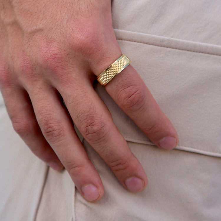 スパイクデザイン 金色リング Grooved Spike Ring- The GLD Shop