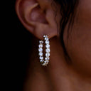 Eternity Hoop Earrings in Yellow Gold- 4mm