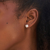 8MM Pave Set Stud Earrings in White Gold