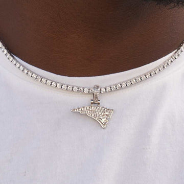 New England Patriots Official NFL Micro Logo Pendant - White Gold