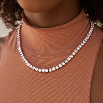 Gargantilla de tenis con diamantes en oro rosa - 5 mm