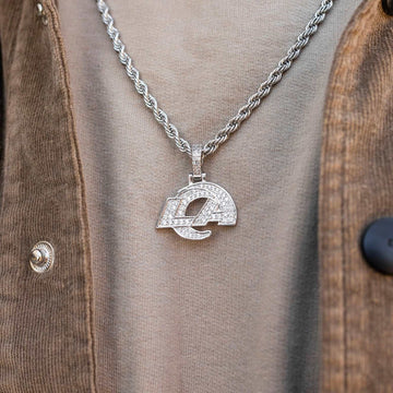 Colgante Los Angeles Rams Oficial NFL Micro Logo - Oro Blanco