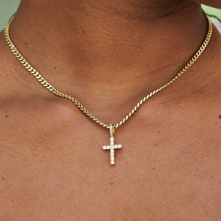 Micro Diamond Cross in Yellow Gold