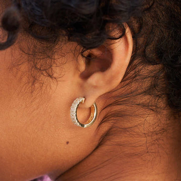 Double Row Hoop Earrings in Yellow Gold
