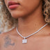 New York Giants Official NFL Micro Logo Pendant - White Gold