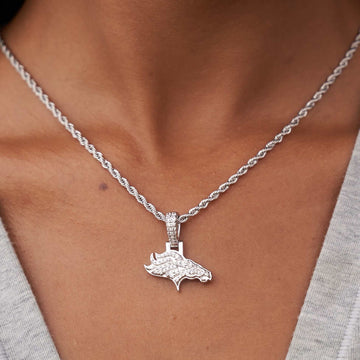 Denver Broncos Official NFL Micro Logo Pendant - White Gold