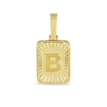 Square Initial Pendant in Yellow Gold
