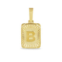 Square Initial Pendant in Yellow Gold