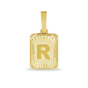 Square Initial Pendant in Yellow Gold