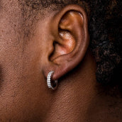 Micro Double Row Hoop Earrings in White Gold