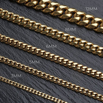 Cadena cubana Miami de oro blanco macizo (5 mm)