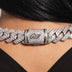 Diamond Prong Link Necklace in White Gold - 19mm