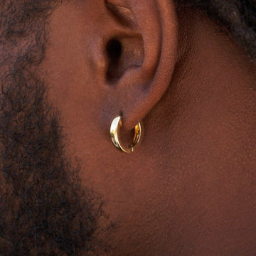 Polished Round Hoop Earrings in Yellow Gold