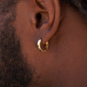 Polished Round Hoop Earrings in Yellow Gold