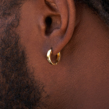 Solid Gold Polished Round Huggie Earrings