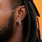 Split Iced Hoop Earrings in White Gold