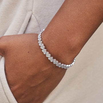 Eternity Heart Cuff Bracelet in White Gold