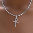 Colgante Cruz Ankh Helada en Oro Blanco