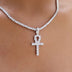 Iced Ankh Cross Pendant in White Gold
