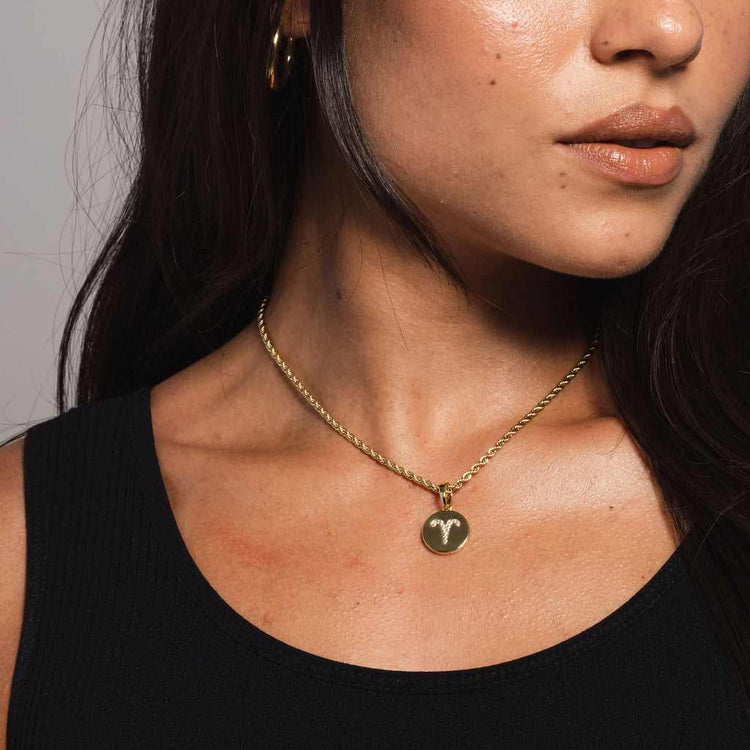 Astrology Coin Pendants in Yellow Gold