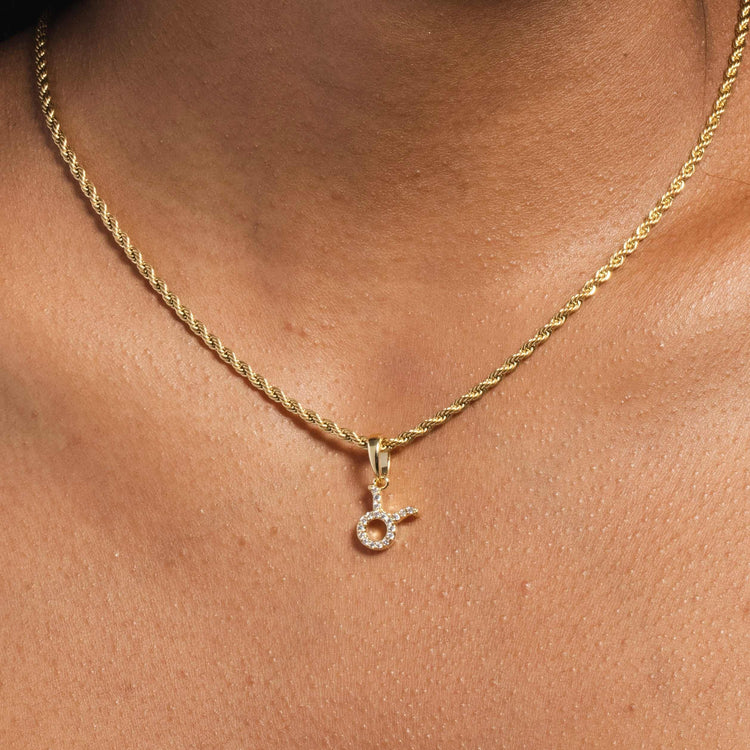 Astrology Pave Pendants in Yellow Gold