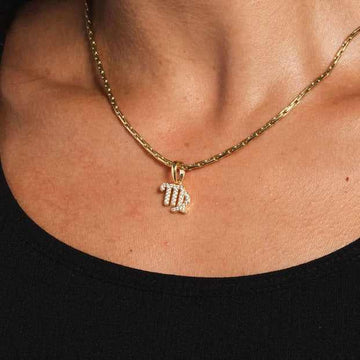 Astrology Pave Pendants in Yellow Gold