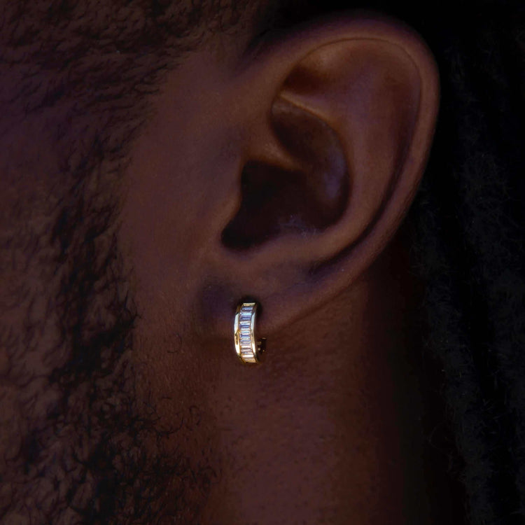 Baguette Hoop Stud Earrings