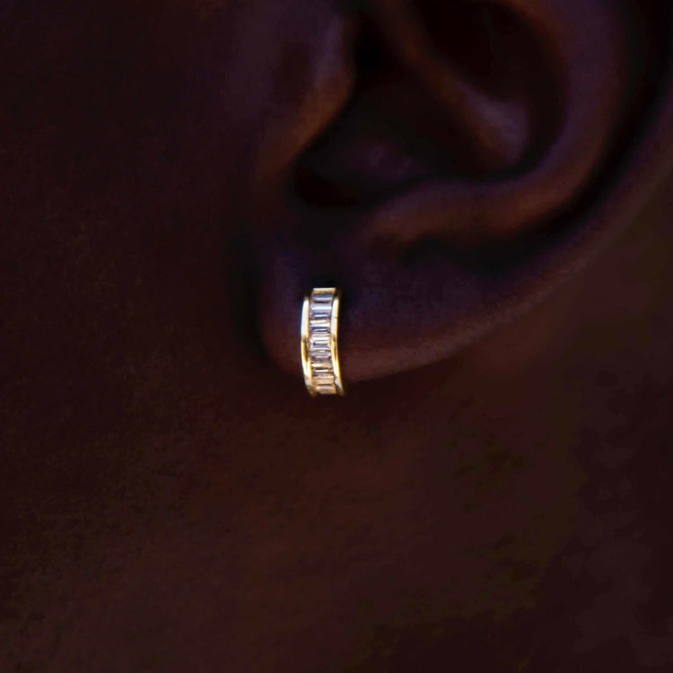 Baguette Hoop Stud Earrings
