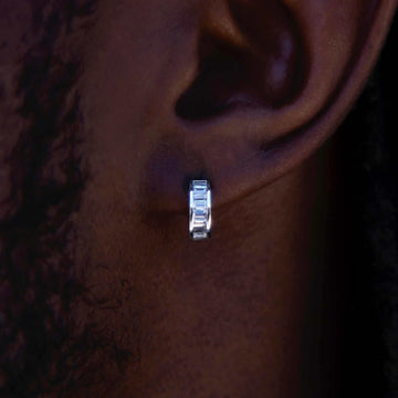 Baguette Hoop Stud Earrings in White Gold - The GLD Shop