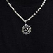 Black Compass Coin Pendant