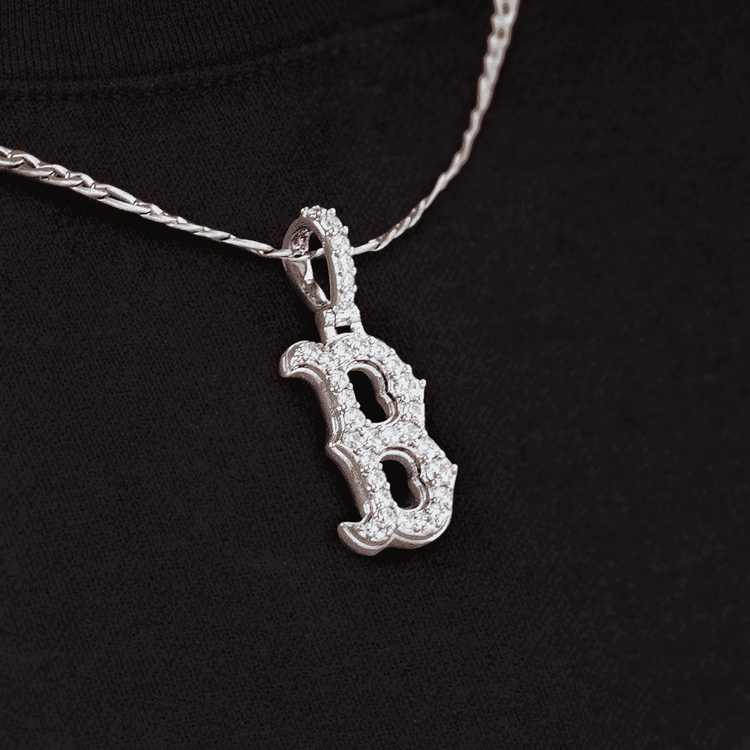 Boston Red Sox Micro Pendant in White Gold