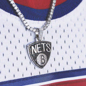 Brooklyn Nets Official NBA Logo Pendant in White Gold