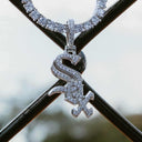 Colgante con micrologotipo oficial de los Chicago White Sox de la MLB en oro blanco