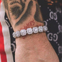Clustered Tennis Bracelet in White Gold-12mm
