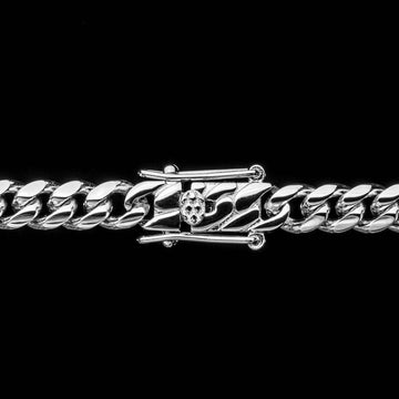 Cadena cubana Miami de oro blanco macizo (5 mm)